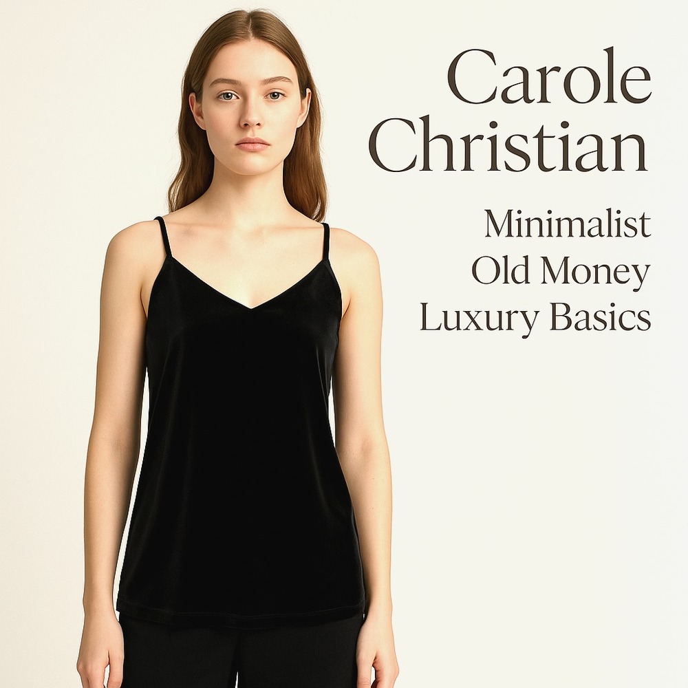 Carole Christian Black Velvet Camisole Top Women's M Minimalist Evening Luxury